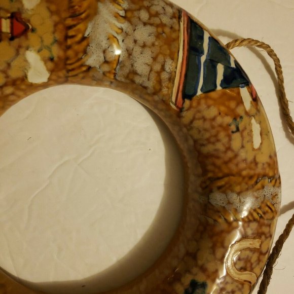 Life Ring Bouy Ceramic Wall Hanging Hand Painted - Picture 4 of 12